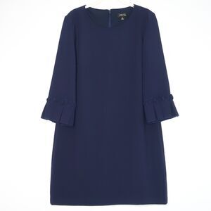 Tahari ASL Womens Mini Sheath Dress Size 8 Blue Long Bell Sleeve Office Formal